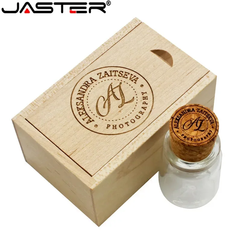 Garrafa de vidro jaster deriva com cortiça usb flash drive (transparente) pendrive 4gb 8gb 16gb 32gb 64gb 128gb moda presente atual